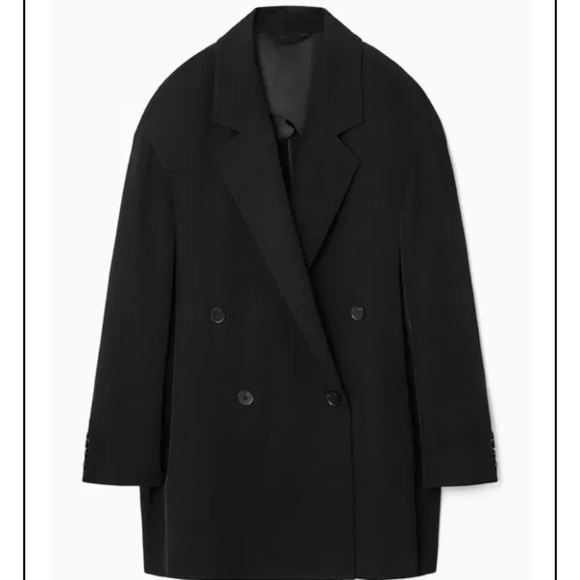 COS Oversized Black Draped Double-Breasted Blazer - Size Small/Medium/Large - Picture 6 of 12